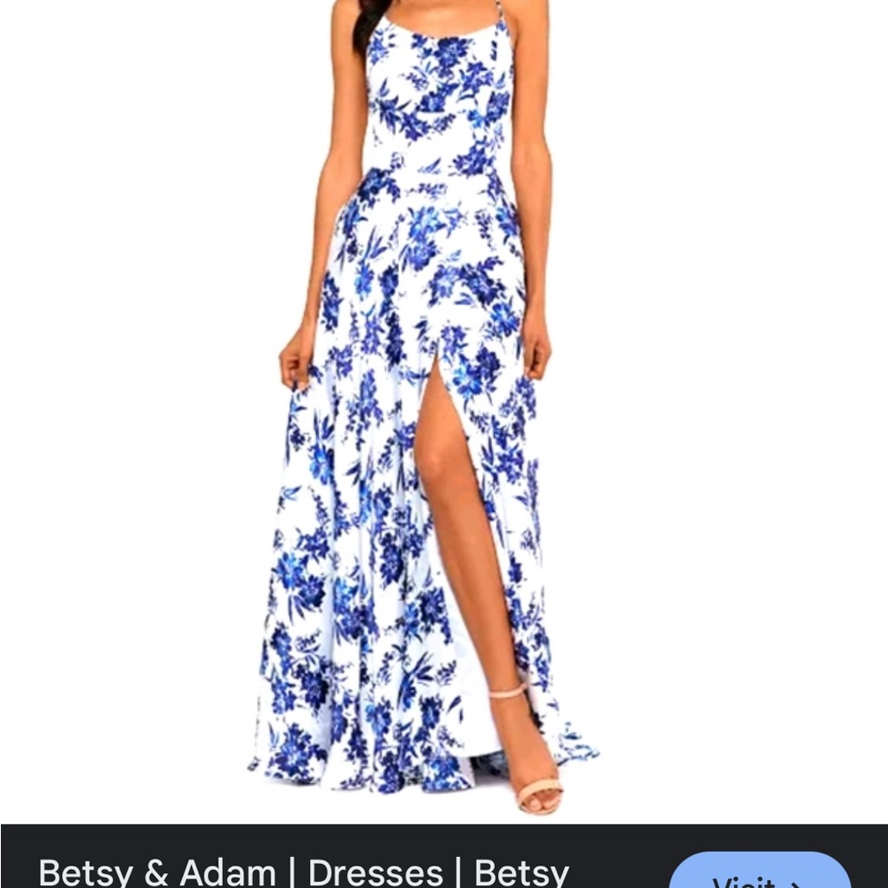 Betsy & Adam Blue and White Floral Dress